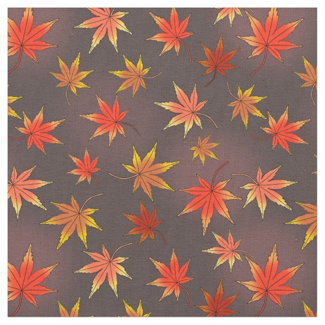Momiji Pattern - Japanese Maple Leaf in Autumn Fabric (Close Up)