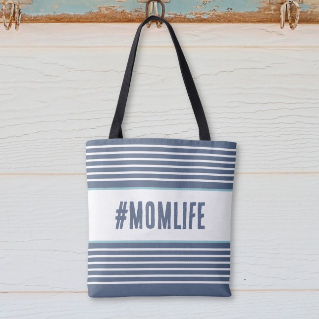 Momlife blue and white tote bag (Creator Uploaded)