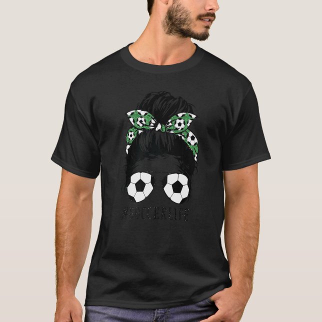 Momlife Kidlife  Messy Bun Soccer Mom Top Soccerli (Front)