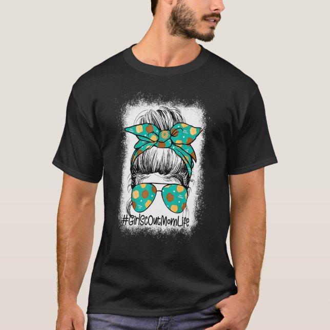 Momlife Messy Bun Scout For Girls Cookie Mom T-Shirt (Front)