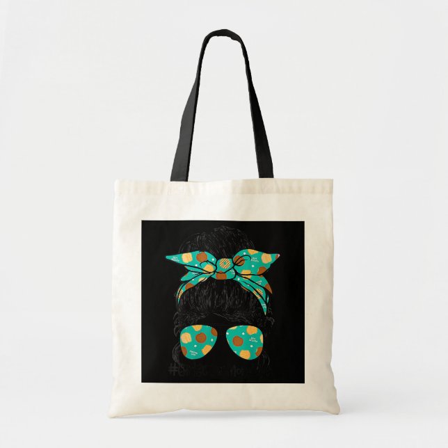 Momlife Messy Bun Scout For Girls Cookie Mom Tote Bag (Front)