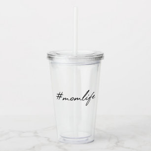 #MomLife Motherhood Modern Script Mother's Day Acrylic Tumbler