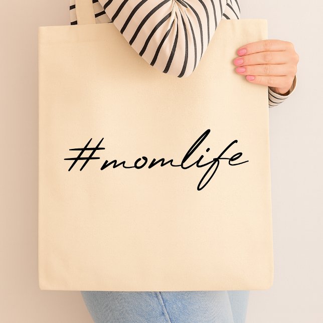 #MomLife | Motherhood Modern Script Mother's Day Tote Bag (Creator Uploaded)