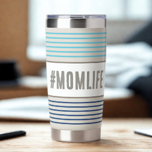 Momlife turquoise blue and beige insulated tumbler