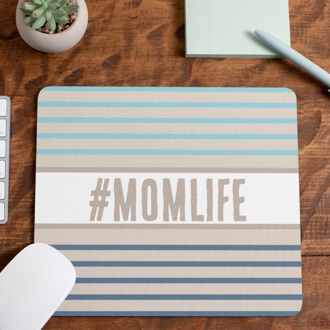 Momlife turquoise blue and beige mouse pad (Creator Uploaded)