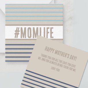 Momlife turquoise blue and beige note card