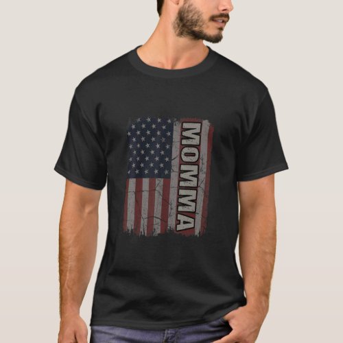 Momma American Flag Vintage Mothers Day 4th of Ju T_Shirt