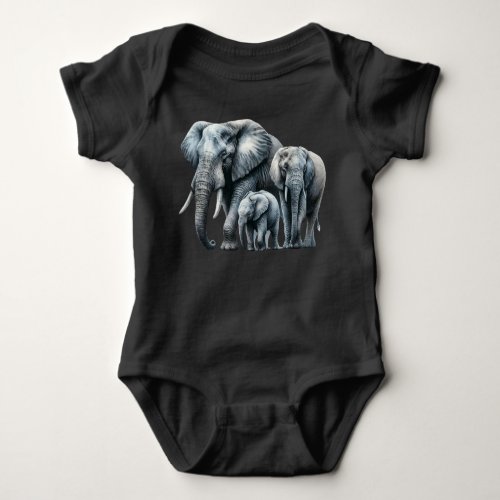 Momma and baby elephants baby bodysuit