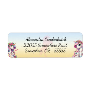 Momma and Baby Pastel Unicorns Label