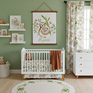 Momma and baby sloths hanging tapestry