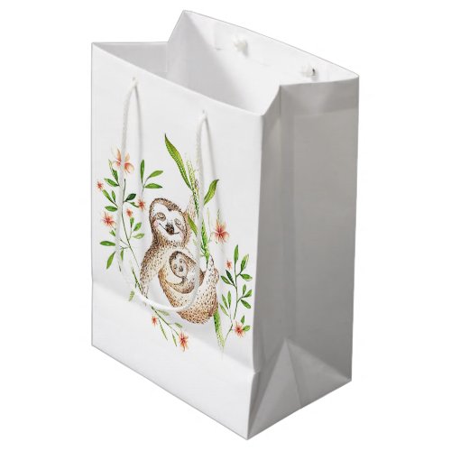 Momma and baby sloths   medium gift bag