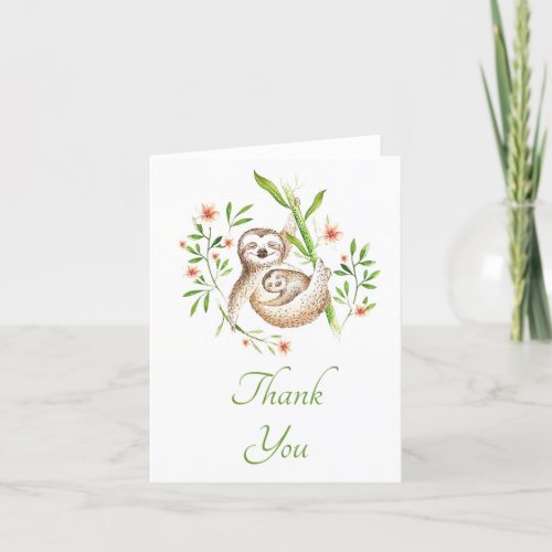 Momma and baby sloths thank you card