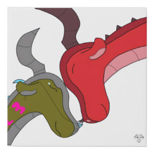 Momma & Baby Dragon-Whimsical Dragon Art Faux Canvas Print