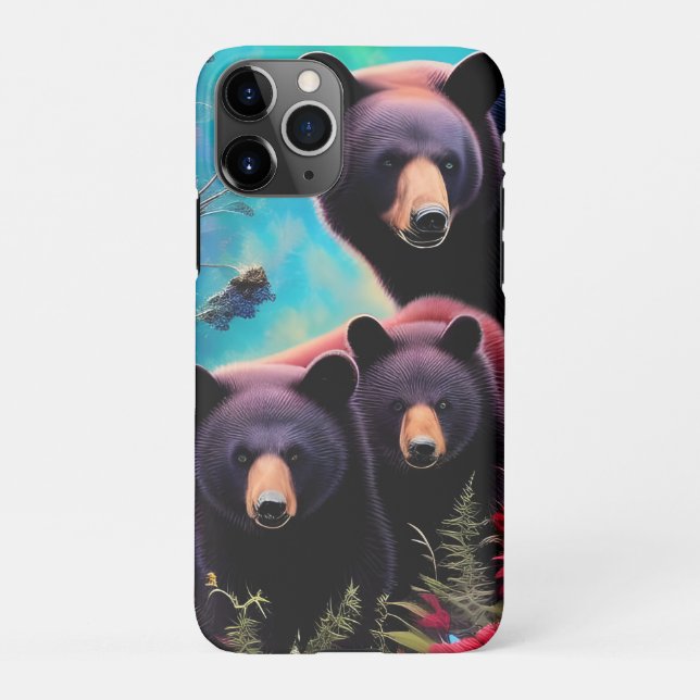 Momma Bear and cubs iPhone Case (Back)