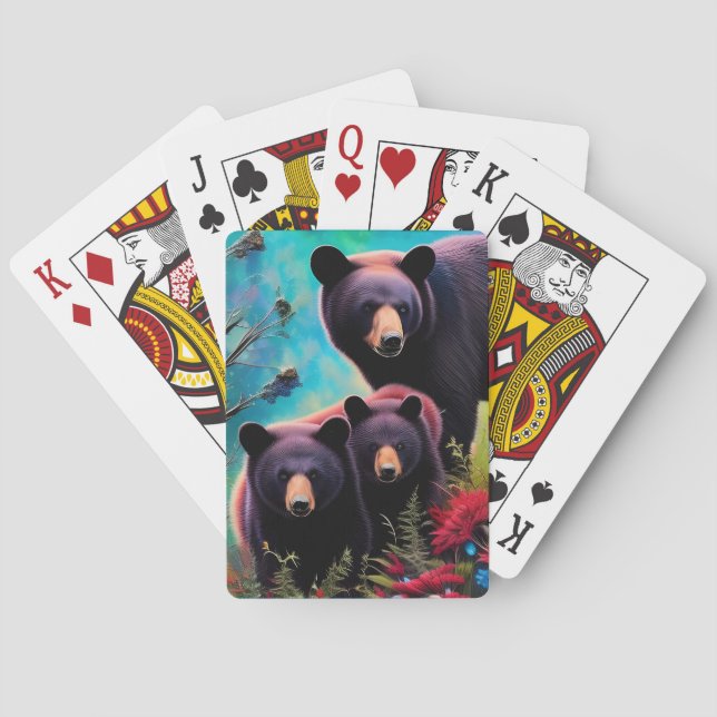 Momma Bear and cubs Poker Cards (Back)