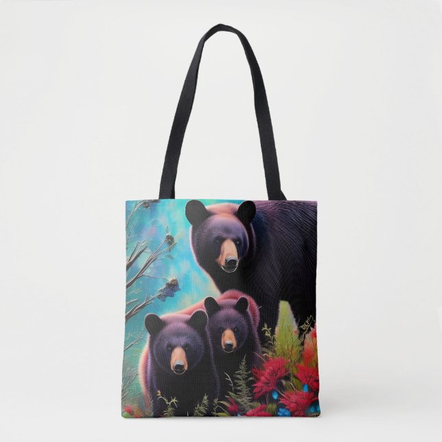 Momma Bear and cubs Tote Bag (Front)