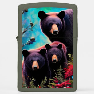 Momma Bear and cubs Zippo Lighter