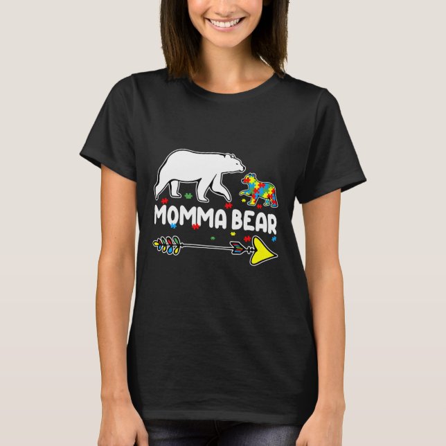 Momma Bear Autism Awareness Autistic T-Shirt (Front)
