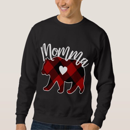 Momma Bear Christmas Buffalo Plaid Red White And B Sweatshirt