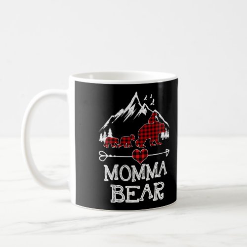 Momma Bear Christmas Pajama Red Plaid Buffalo Fami Coffee Mug