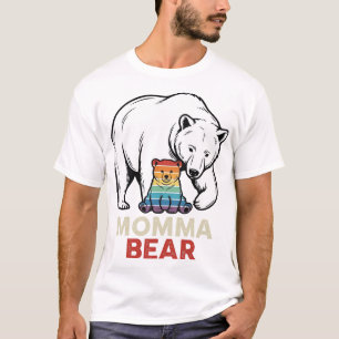 Momma Bear Rainbow Vintage Engraving Shirt Design_