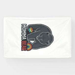 Momma Bear Rainbow Vintage Engraving Shirt Design Banner