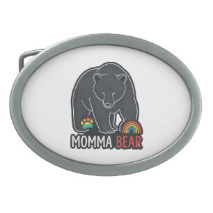Momma Bear Rainbow Vintage Engraving Shirt Design  Belt Buckle