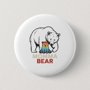 Momma Bear Rainbow Vintage Engraving Shirt Design_ Button