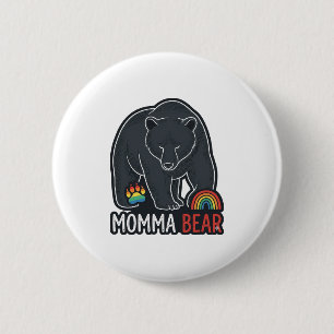 Momma Bear Rainbow Vintage Engraving Shirt Design Button