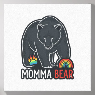 Momma Bear Rainbow Vintage Engraving Shirt Design Canvas Photo Tile