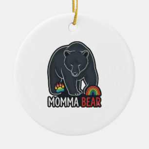 Momma Bear Rainbow Vintage Engraving Shirt Design Ceramic Ornament