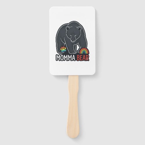 Momma Bear Rainbow Vintage Engraving Shirt Design  Hand Fan