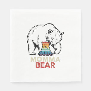 Momma Bear Rainbow Vintage Engraving Shirt Design_ Napkins