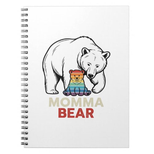Momma Bear Rainbow Vintage Engraving Shirt Design_ Notebook