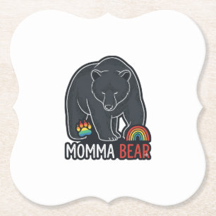 Momma Bear Rainbow Vintage Engraving Shirt Design  Paper Coaster
