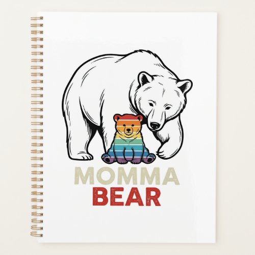 Momma Bear Rainbow Vintage Engraving Shirt Design_ Planner