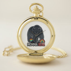 Momma Bear Rainbow Vintage Engraving Shirt Design Pocket Watch