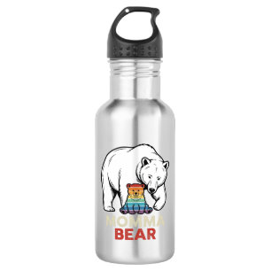 Momma Bear Rainbow Vintage Engraving Shirt Design_ Stainless Steel Water Bottle