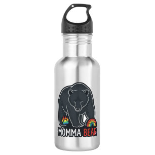 Momma Bear Rainbow Vintage Engraving Shirt Design Stainless Steel Water Bottle