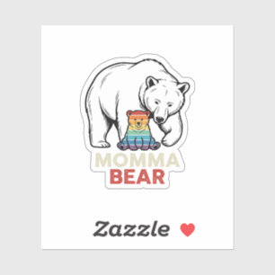 Momma Bear Rainbow Vintage Engraving Shirt Design_ Sticker