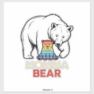 Momma Bear Rainbow Vintage Engraving Shirt Design_ Sticker
