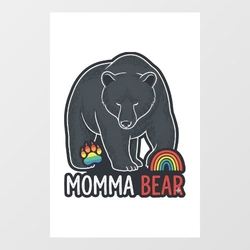 Momma Bear Rainbow Vintage Engraving Shirt Design  Window Cling