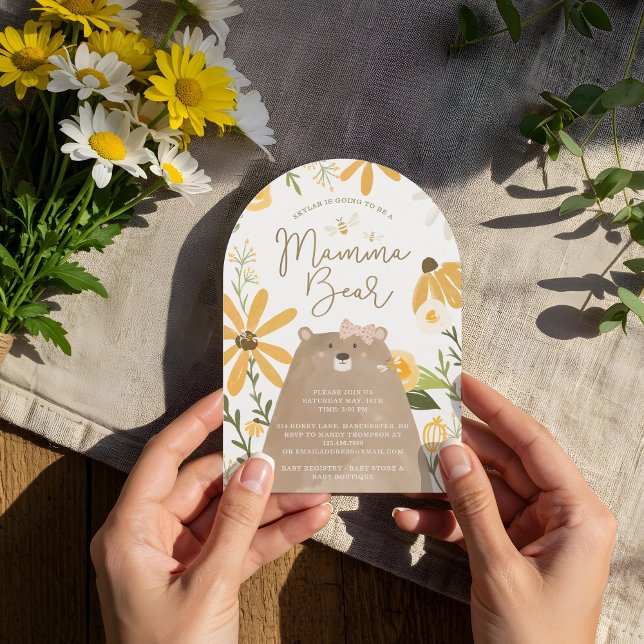 Momma Bear & Sweet Honey Bee Baby Girl Shower Invitation (Momma Bear & Sweet Honey Bee Baby Girl Shower Invitation)