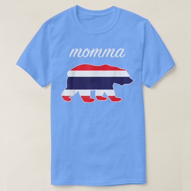 Momma Bear Thailand Flag Thai Roots  T-Shirt (Design Front)