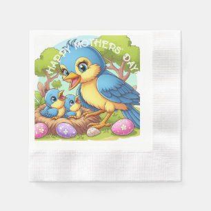 Momma Bird with babies in nest Napkins