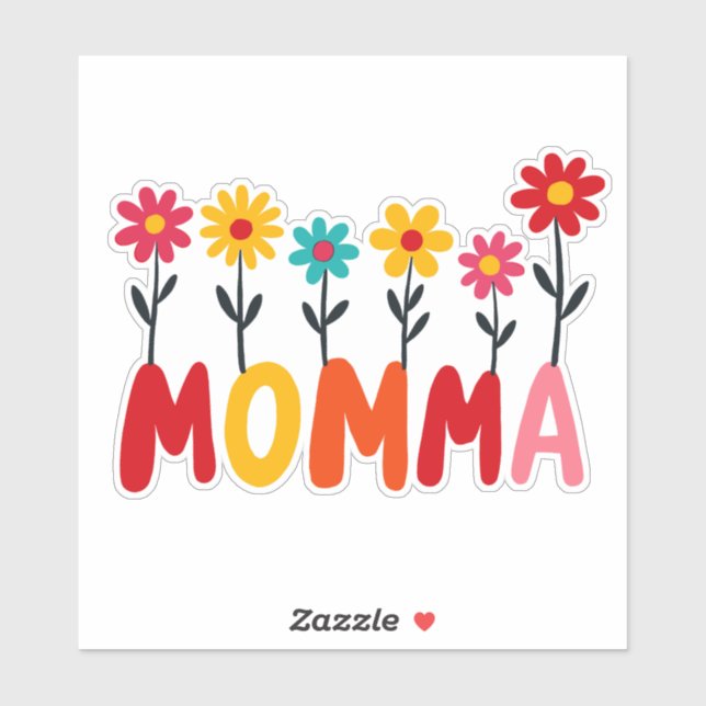 MOMMA Bloom – Whimsical Floral Hand-Drawn Art Sticker (Sheet)