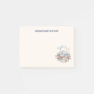 Momma Bunny in Basket & Pretty Florals Baby Shower Post-it Notes