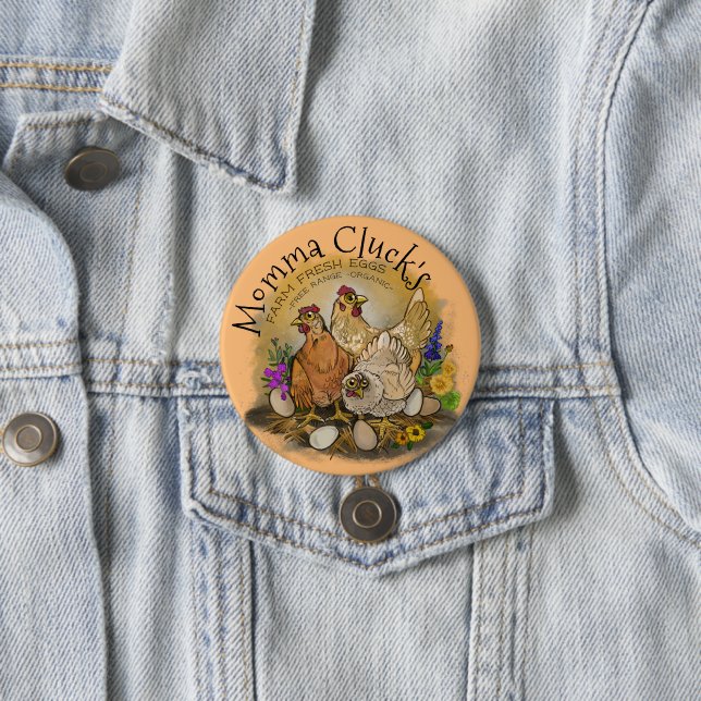 Momma Cluck's Farm Fresh Eggs Button (In Situ)
