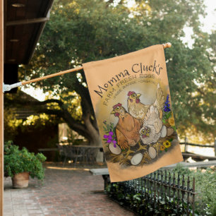 Momma Cluck's Farm Fresh Eggs House Flag