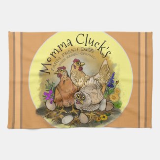 Momma Cluck's Farm Fresh Eggs  Kitchen Towel